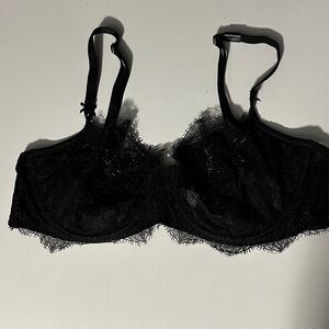 Victoria's Secret Black Lace Half Cup Bra with Bead Detailing